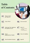 Table Of Contents Cse Software Project Proposal One Pager Sample Example Document