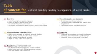 Table Of Contents Cultural Branding Leading To Expansion Of Target Market Branding