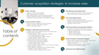 Table Of Contents Customer Acquisition Strategies To Increase Sales Ppt Themes