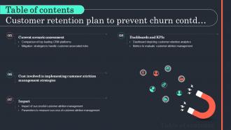 Table Of Contents Customer Retention Plan To Prevent Churn Ppt Background Graphical Downloadable