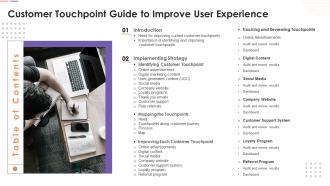 Table Of Contents Customer Touchpoint Guide To Improve User Experience