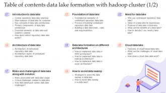 Table Of Contents Data Lake Formation With Hadoop Cluster