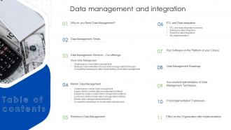 Table Of Contents Data Management And Integration Ppt Slides Background Designs