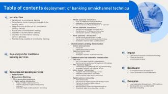Table Of Contents Deployment Of Banking Omnichannel Techniques