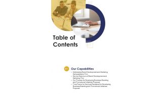 Table Of Contents Developing Business Branding One Pager Sample Example Document