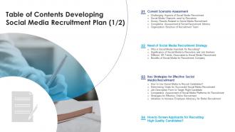 Table Of Contents Developing Social Media Recruitment Plan Ppt Slide