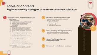 Table Of Contents Digital Marketing Strategies To Increase Company Sales MKT SS V Images Multipurpose
