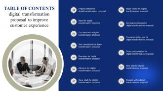 Table Of Contents Digital Transformation Proposal To Improve Customer Experience