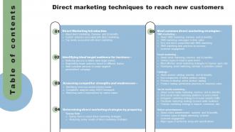 Table Of Contents Direct Marketing Techniques To Reach New Customers MKT SS V