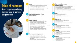 Table Of Contents Direct Response Marketing Channels Used To Increase Lead Generation MKT SS V