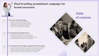 Table Of Contents Dual Branding Promotional Campaign For Brand Awareness