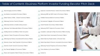 Table of contents ebusiness platform investor funding elevator pitch deck