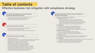 Table Of Contents Effective Business Risk Mitigation With Compliance Strategy SS V
