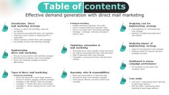 Table Of Contents Effective Demand Generation With Direct Mail Marketing