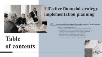 Table Of Contents Effective Financial Strategy Implementation Planning