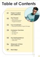 Table Of Contents Employee Internship Program One Pager Sample Example Document