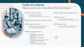 Table Of Contents Enhance Product Sales Using Different Branding Strategies