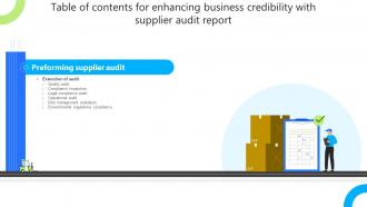 Table Of Contents Enhancing Business Credibility With Supplier Audit Report