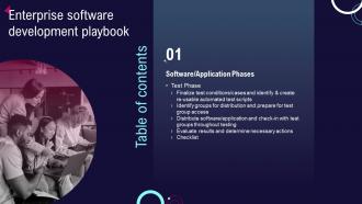 Table Of Contents Enterprise Software Development Playbook Ppt Powerpoint Presentation Slides Tips