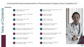 Table Of Contents Environmental Impact Assessment For A Pharmaceutical Company