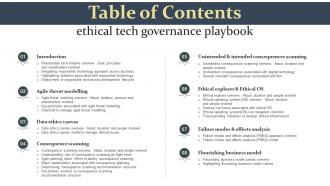 Table Of Contents Ethical Tech Governance Playbook Ppt Slides Infographic Template