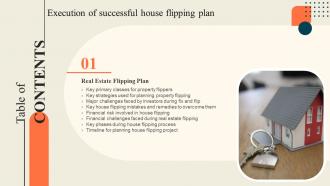 Table Of Contents Execution Of Successful House Flipping Plan