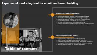 Table Of Contents Experiential Marketing Tool For Emotional Brand Building MKT SS V