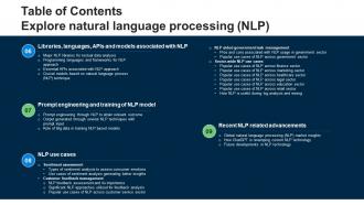 Table Of Contents Explore Natural Explore Natural Language Processing NLP AI SS V Good Multipurpose