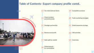 Table Of Contents Export Company Profile Export Company Profile