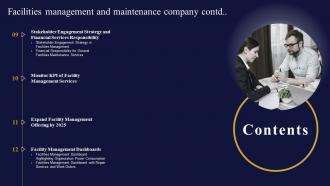 Table Of Contents Facilities Management And Maintenance Company Ppt Slides Image