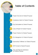 Table Of Contents Federal Proposal One Pager Sample Example Document