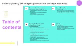 Table Of Contents Financial Planning And Analysis Guide For Small And Large Businesses Contd