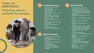 Table Of Contents Financing Options Available For Startups