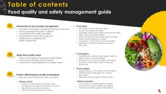 Table Of Contents Food Quality And Safety Management Guide