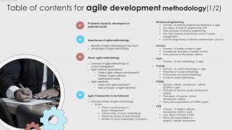 Table Of Contents For Agile Development Methodology