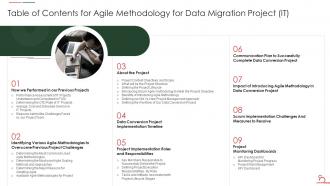 Table Of Contents For Agile Methodology For Data Migration Project It