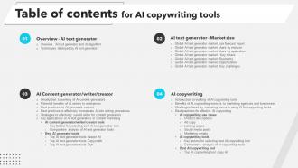 Table Of Contents For AI Copywriting Tools AI SS V