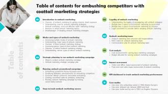 Table Of Contents For Ambushing Competitors With Coattail Marketing Strategies MKT SS V