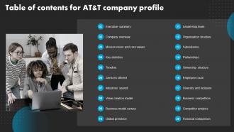 Table Of Contents For AT and T Company Profile CP SS