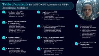 Table Of Contents For Auto Gpt Autonomous Gpt 4 Experiment Explained ChatGPT SS