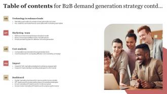 Table Of Contents For B2b Demand Generation Strategy Colorful Image