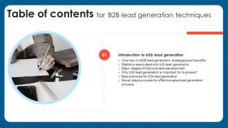 Table Of Contents For B2B Lead Generation Techniques