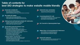 Table Of Contents For Best Seo Strategies To Make Website Mobile Friendly