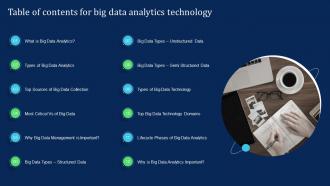 Table Of Contents For Big Data Analytics Technology Big Data Analytics Technology IT