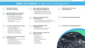 Table Of Contents For Big Data Management Ppt Inspiration Show