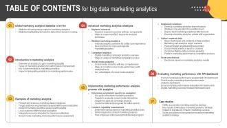 Table Of Contents For Big Data Marketing Analytics MKT SS V