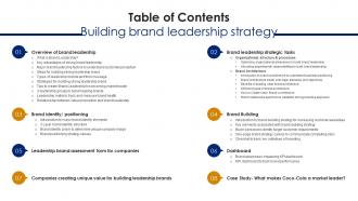 Table Of Contents For Brand Leadership Strategy SS