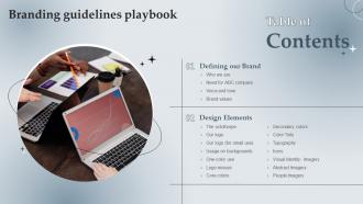 Table Of Contents For Branding Guidelines Playbook Ppt Powerpoint Presentation File Influencers