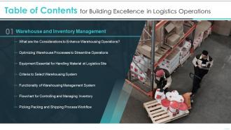 Table Of Contents For Building Excellence In Logistics Management