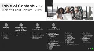 Table Of Contents For Business Client Capture Guide Ppt Powerpoint Presentation Slides Deck